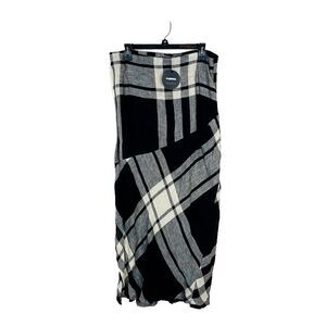 NEW Alembika Womens XS Size 2 Linen Plaid Midi Skirt‎ Lagenlook Preppy Academia
